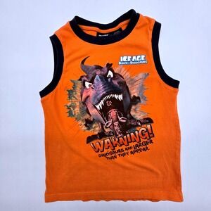 Vintage Kids Ice Age Dawn of the Dinosaurs 2009 Orange Dino Tank Top Size 6/7
